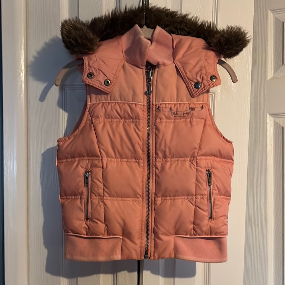Juicy Couture Belle D'Juicy pink reversable puffer vest kids size 12